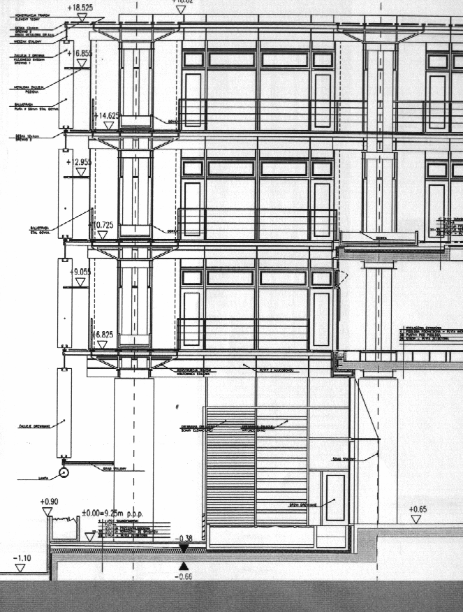 vertical section of Agora's facade fragment